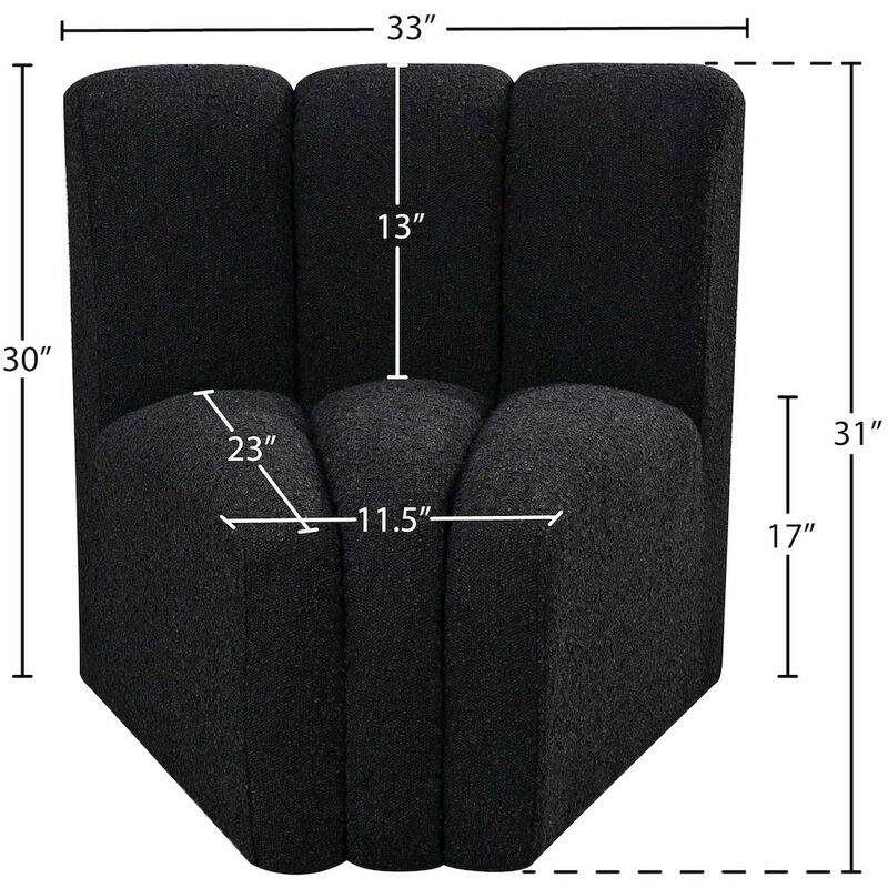 Meridian Furniture Arc Green Boucle Fabric Curved Corner