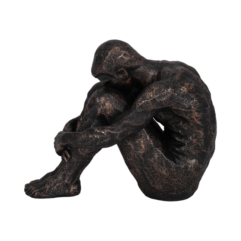 9" Sitting Man, Bronze image number 0