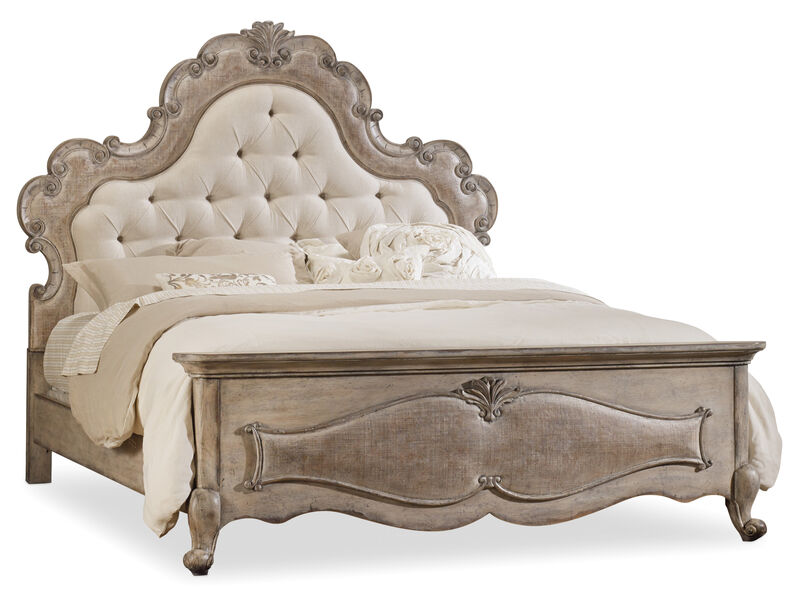 Chatelet King Upholstered Panel Bed in Beige
