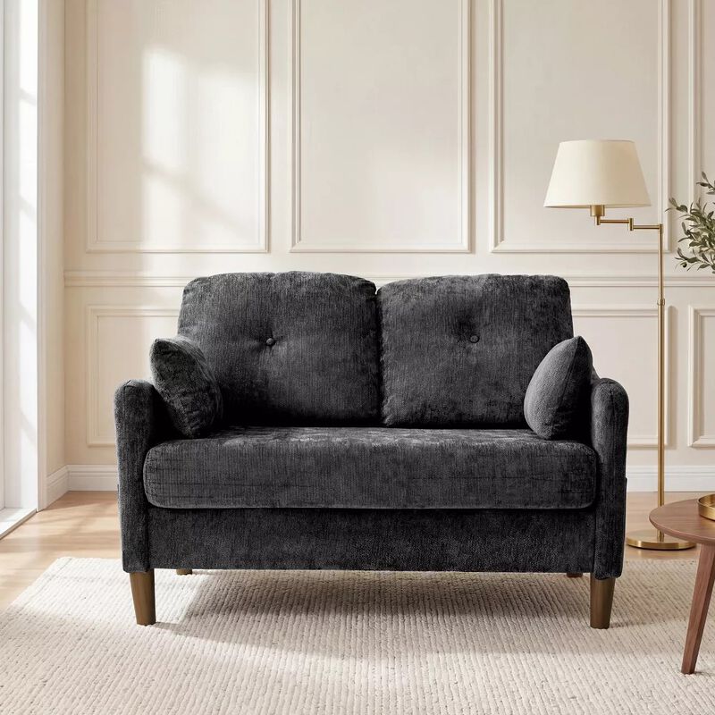 Vipbear 47" Chenille Loveseat Sofa, 2-Seater Small Couch with Deep Spring Seat, High Back Cushion image number 6