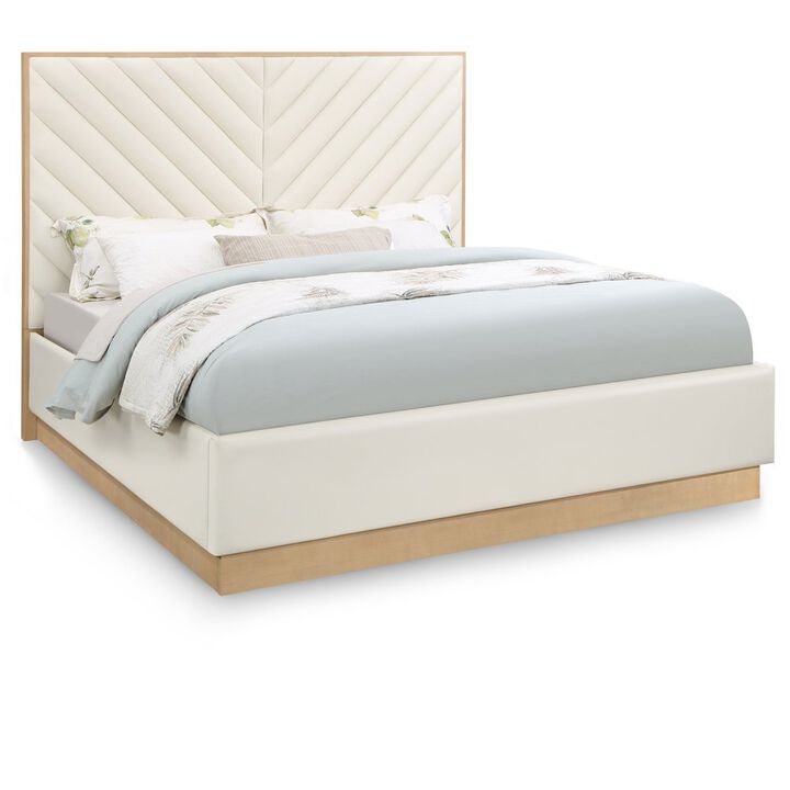 Meridian Furniture Casa Cream Vegan Leather Queen Bed