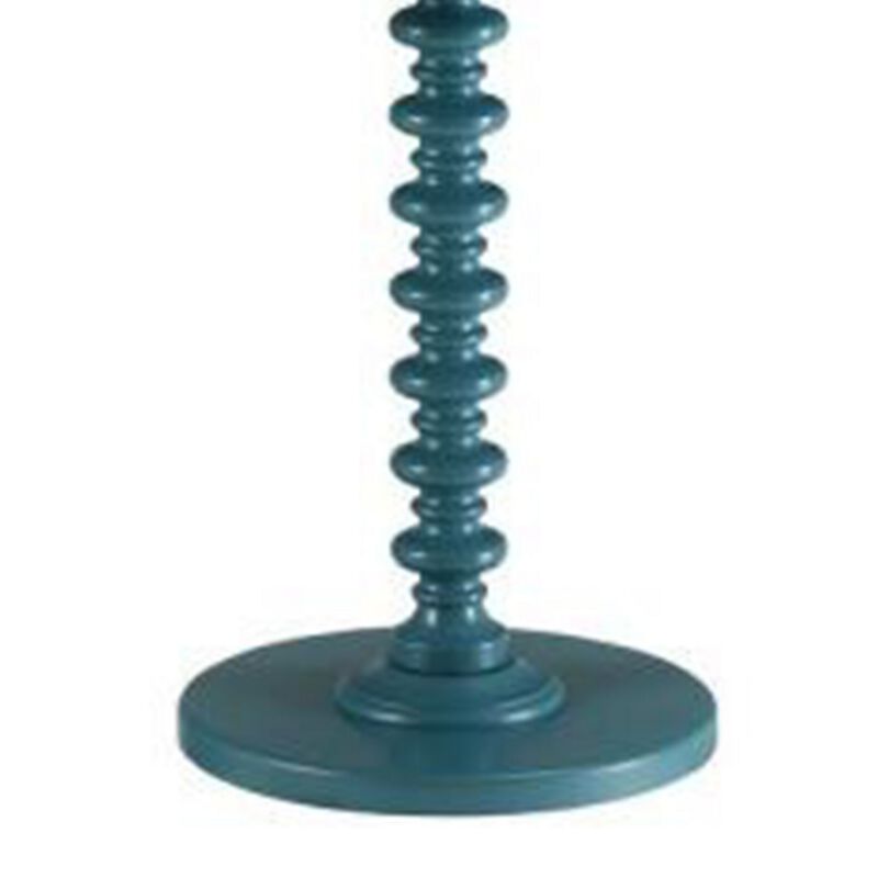 Astonishing Side Table With Round Top, Teal Blue-Benzara