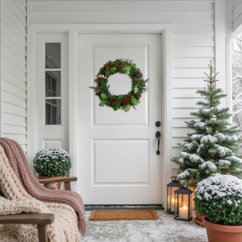 Decorated Natural Pine and Berry Artificial Christmas Wreath  24-Inch  Unlit image number 2