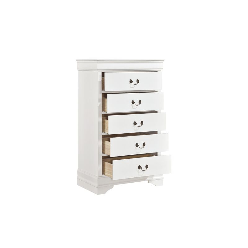 Full Size Bedroom Set, Traditional Carved Wood Design, White Finish, 4-Piece Set with Bed, Nightstands and Dresser image number 6