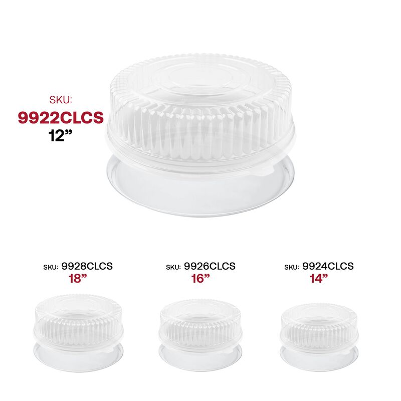 12" Clear Round Plastic Trays with Lids (25 Sets) image number 5