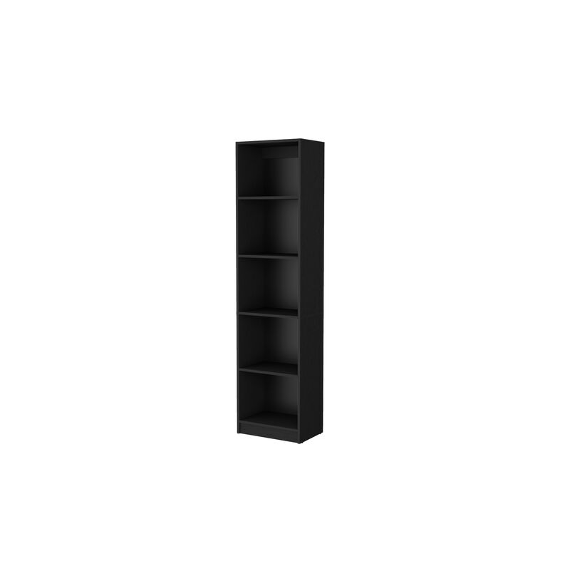 HomeRoots 70" Black Wood Five Tier Bookcase image number 3
