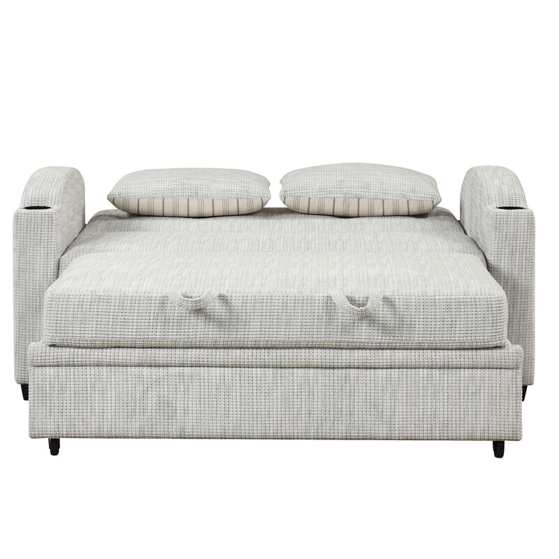 Merax Modern Chenille Convertible Loveseat Sofa image number 6