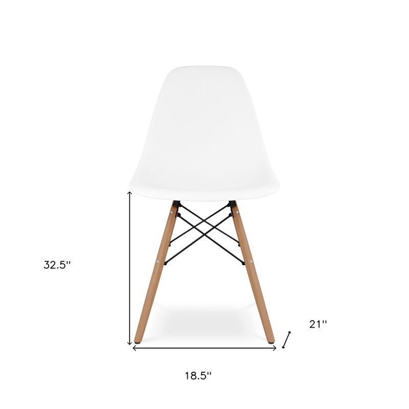 HomeRoots White And Natural Heavy Duty Plastic And Wood Dining Side Chair image number 6