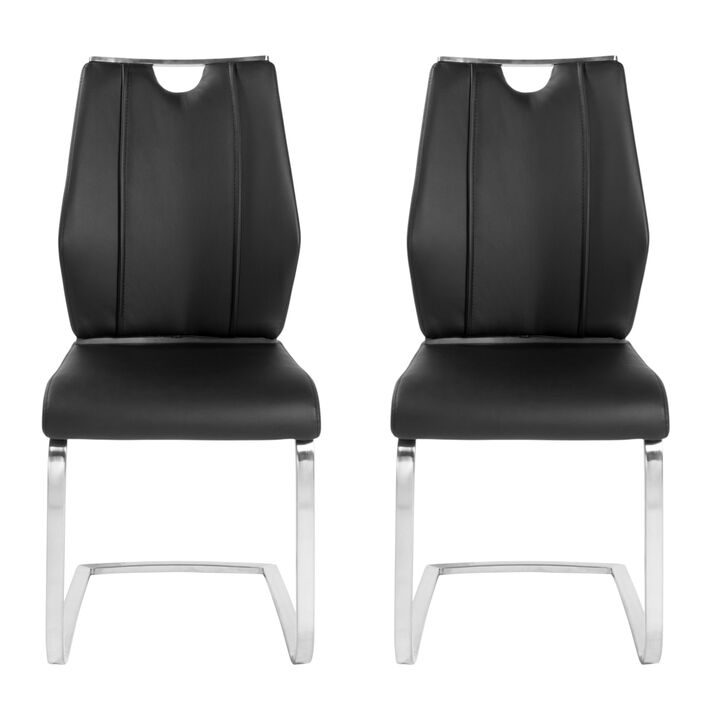 Stylish Faux Leather Cantilever Chairs – Set of 2 for Dining or Office