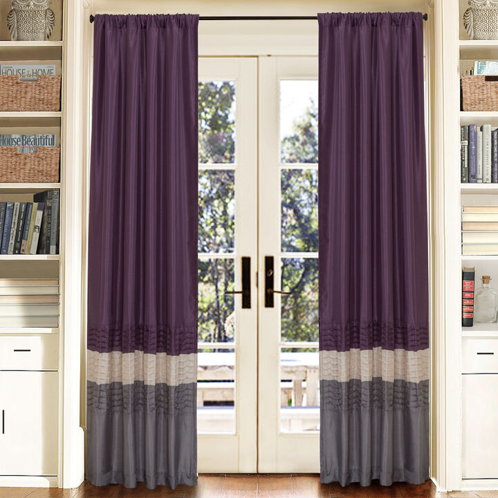 Mia Gray/Purple Window Curtain Set 54x84