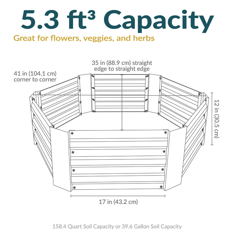 Galvanized Steel Hexagon-Shaped Raised Planter Bed