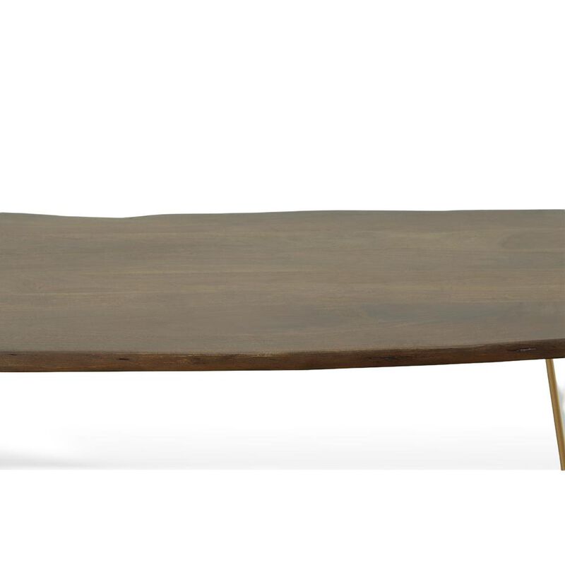 Carolina Living Seti Live Edge Dining Table - Elm Top - Gold Base