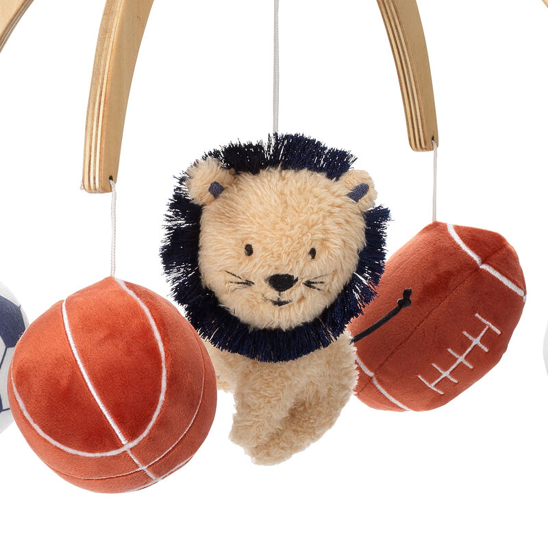 Lambs & Ivy Hall of Fame Lion/Sports Balls Musical Baby Crib Mobile Soother Toy