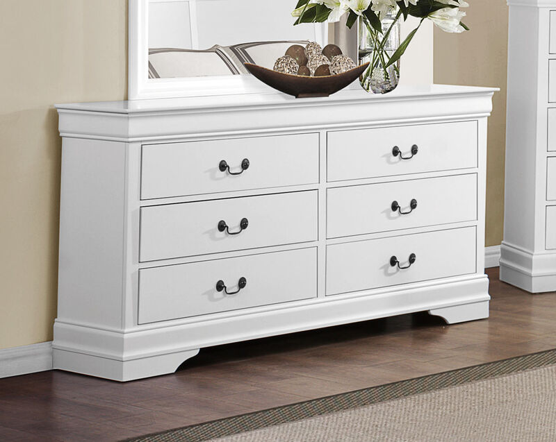 Solid Wooden Six Drawer Dresser, White
