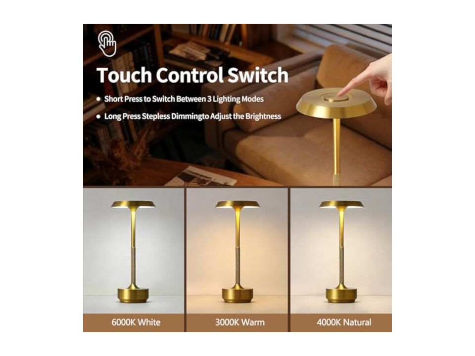 Rechargeable Dimmable Touch Control Desk Lamp For Office Outdoor Dining Room