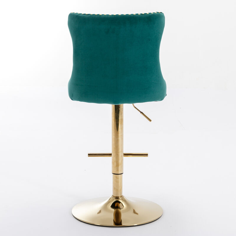 Streamdale Adjustable Swivel Velvet Bar Stools Set of 2 image number 7