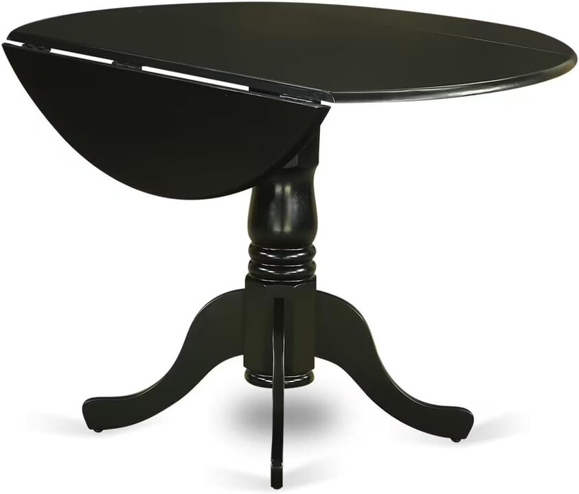 ShipItFurniture Dublin 42" Black Contemporary Pedestal Table - Solid Rubberwood