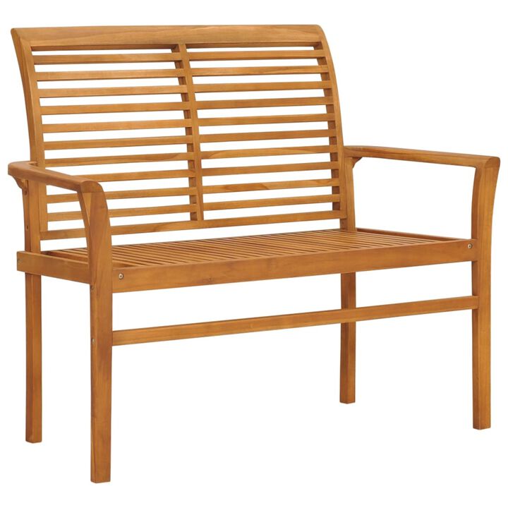 vidaXL Patio Bench in Solid Teak Wood with Comfortable Green Cushion, 44.1 Inches Wide - Perfect for Garden, Patio, and Outdoor Spaces
