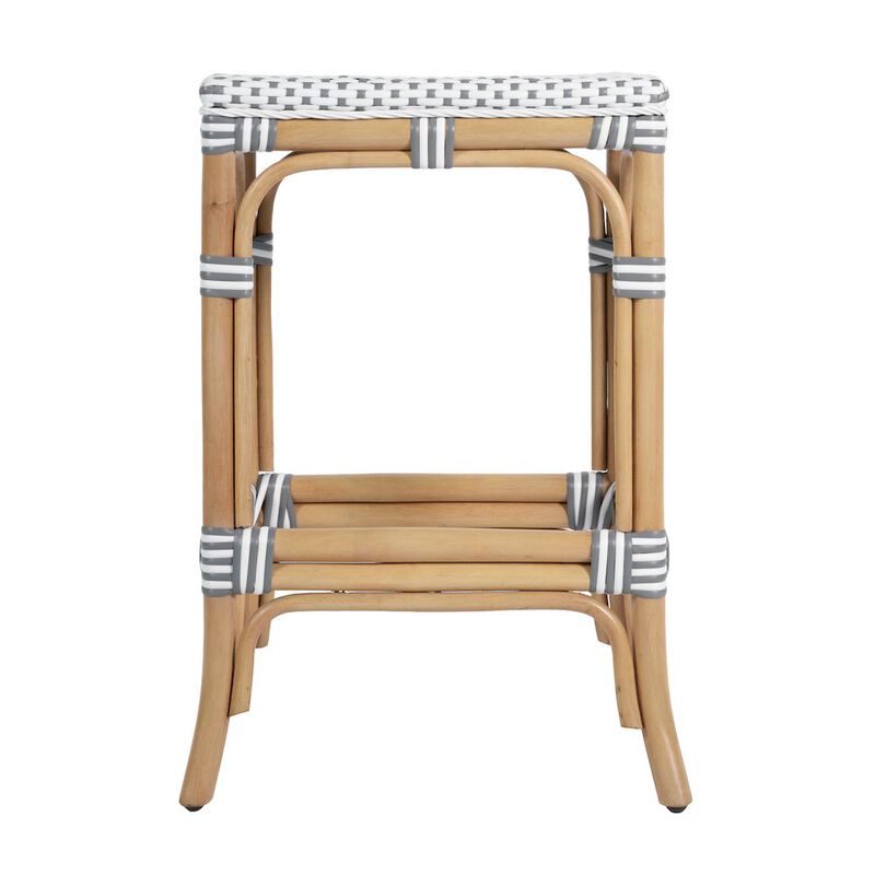 Butler Specialty Laguna 24.5 in. Seat Height Rattan Counter Stool, Gray and White image number 4