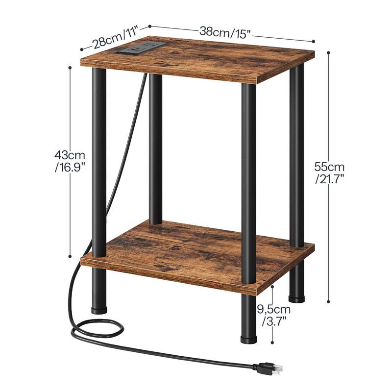 Set of 2 Side Tables with Charging Station, End Tables with Power Outlets image number 2