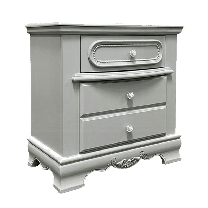 3pc Full Bedroom Set, Gray and Silver, Nightstand and Dresser image number 3