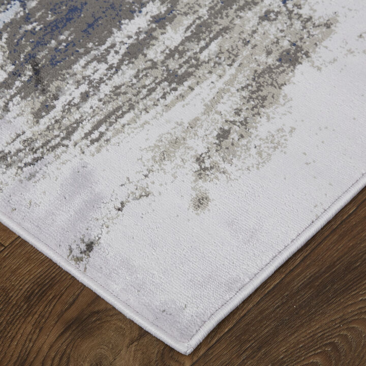 2 X 3 Blue gray And White Abstract Stain Resistant Area Rug