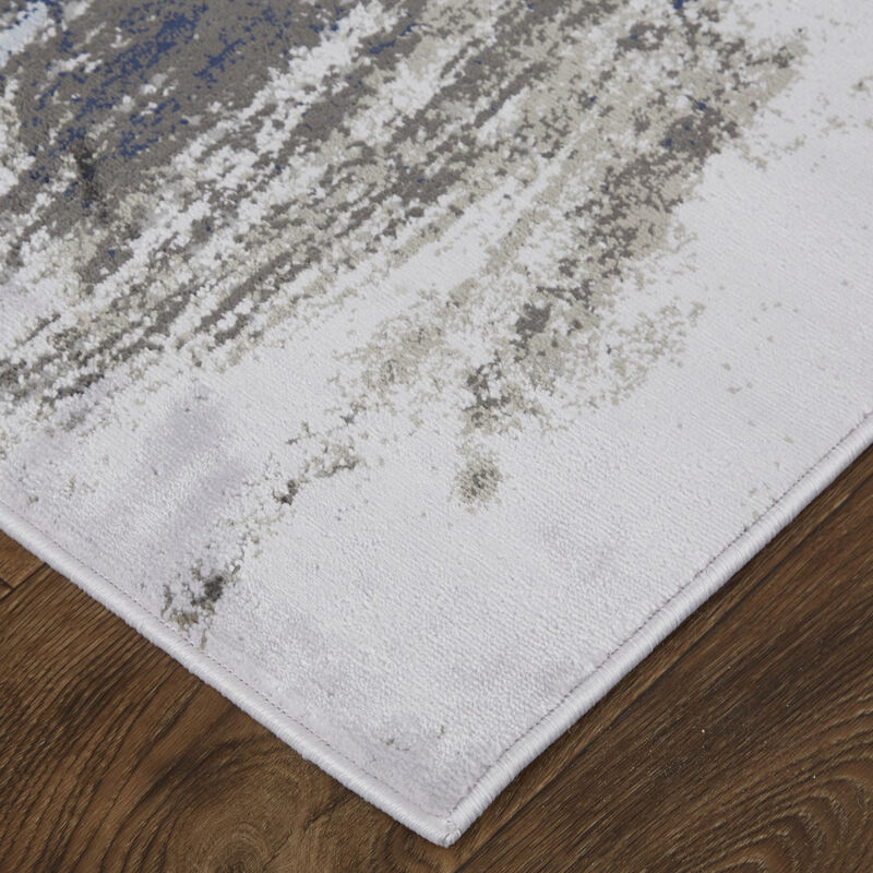 2 X 3 Blue gray And White Abstract Stain Resistant Area Rug image number 0