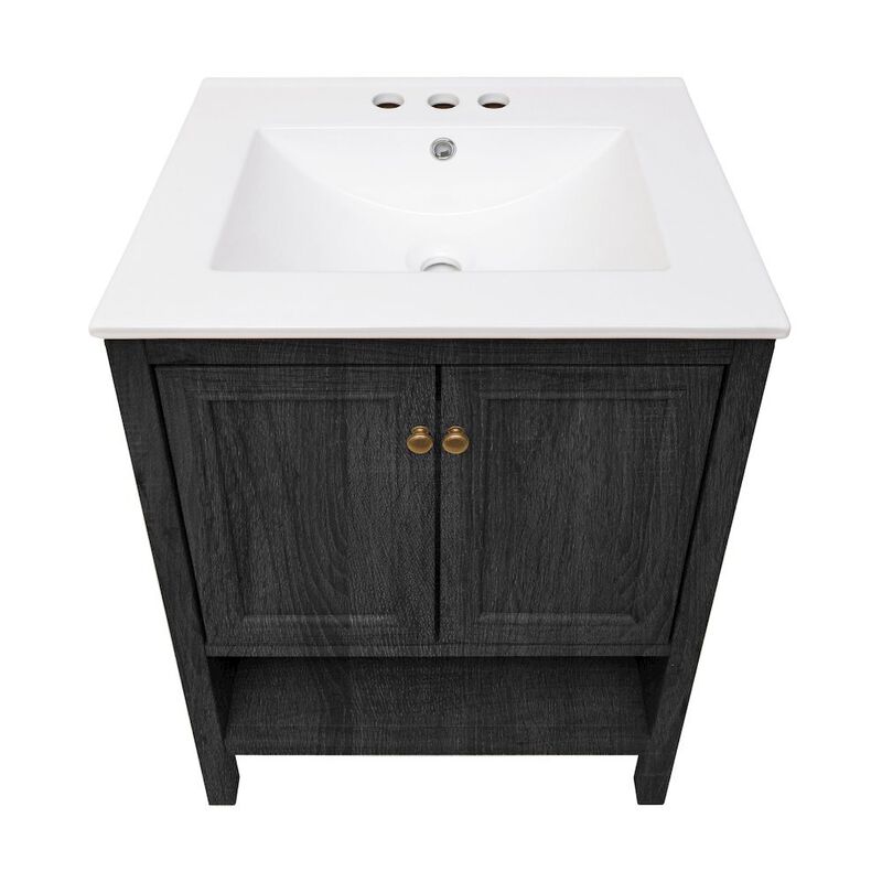 24" Freestanding Bathroom Vanity with 3-Hole Widespread Sink Top image number 2