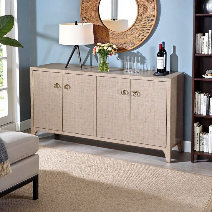 Starlight Canyon Home Buffet Cabinet with Storage - Large 4 Door Side Board in Oak Finish