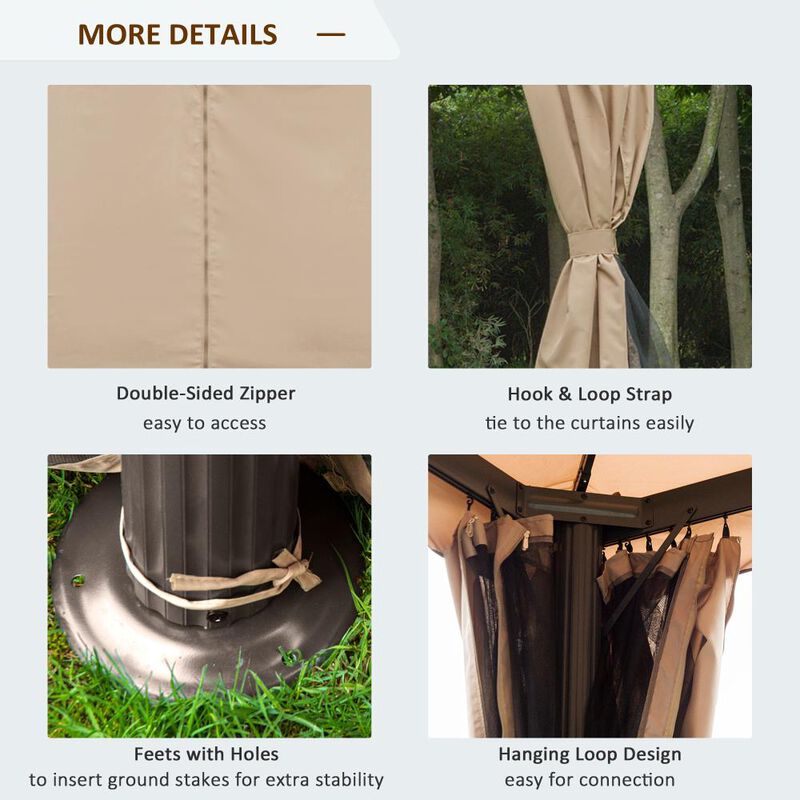 Hivvago 10' x 10' Outdoor Gazebo Canopy with Netting and Curtains image number 4