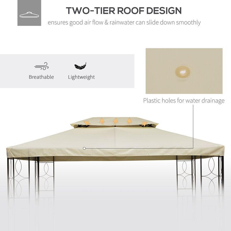 Cream Outdoor Cover: 13x10 ft 2-Tier Gazebo Replacement Canopy