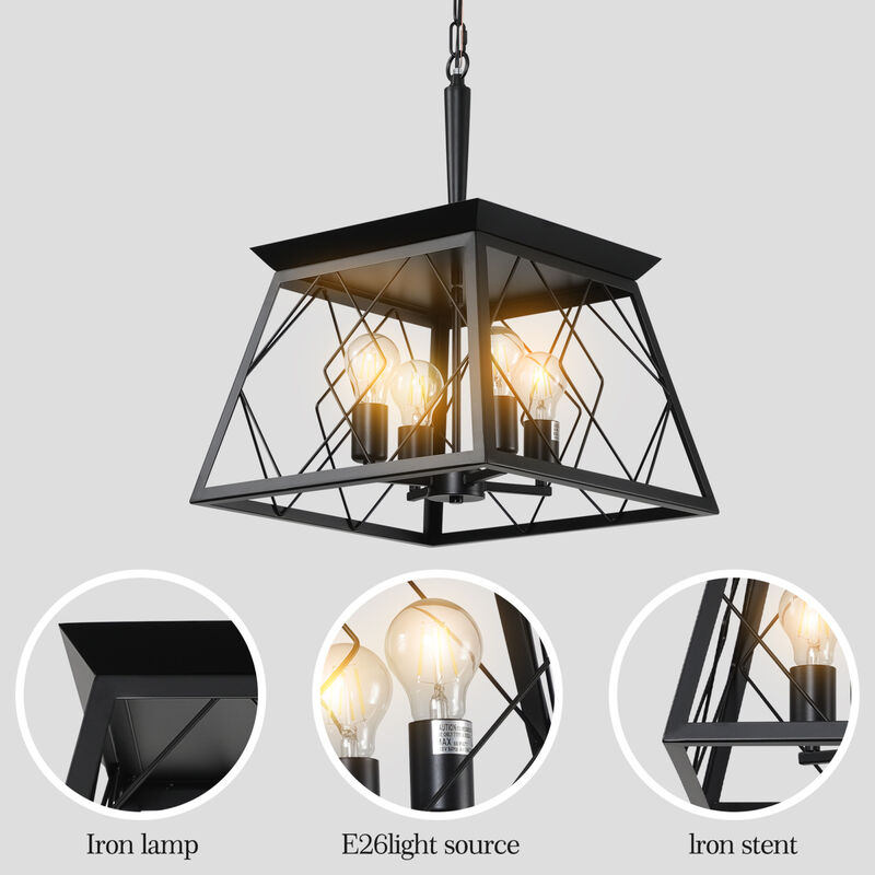 ELEMENT ACE Modern Industrial Metal Cage Pendant Chandelier with Adjustable Height and Retro Design for Dining Room Kitchen Island Lighting image number 8