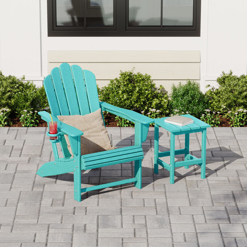 WestinTrends Outdoor Patio HDPE Adirondack Chair With Cup Holder and Table Set