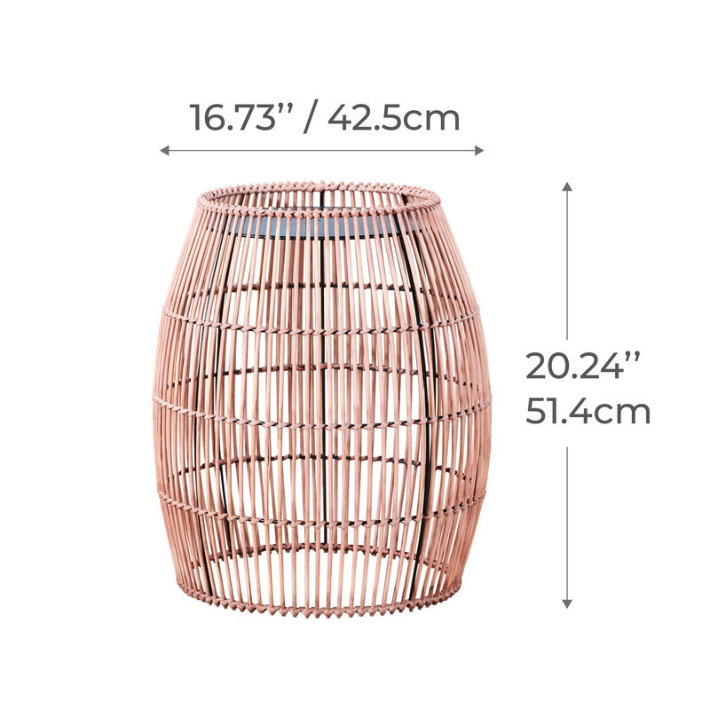 Teamson Home 20.24" Outdoor Open Weave Bohemian Bamboo Drum Side Table with Iron Top, Brown image number 5