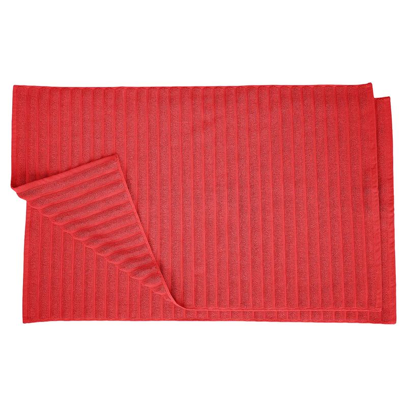 2 Piece Cotton Bath Mat Set with Lined Design for Bathroom image number 0