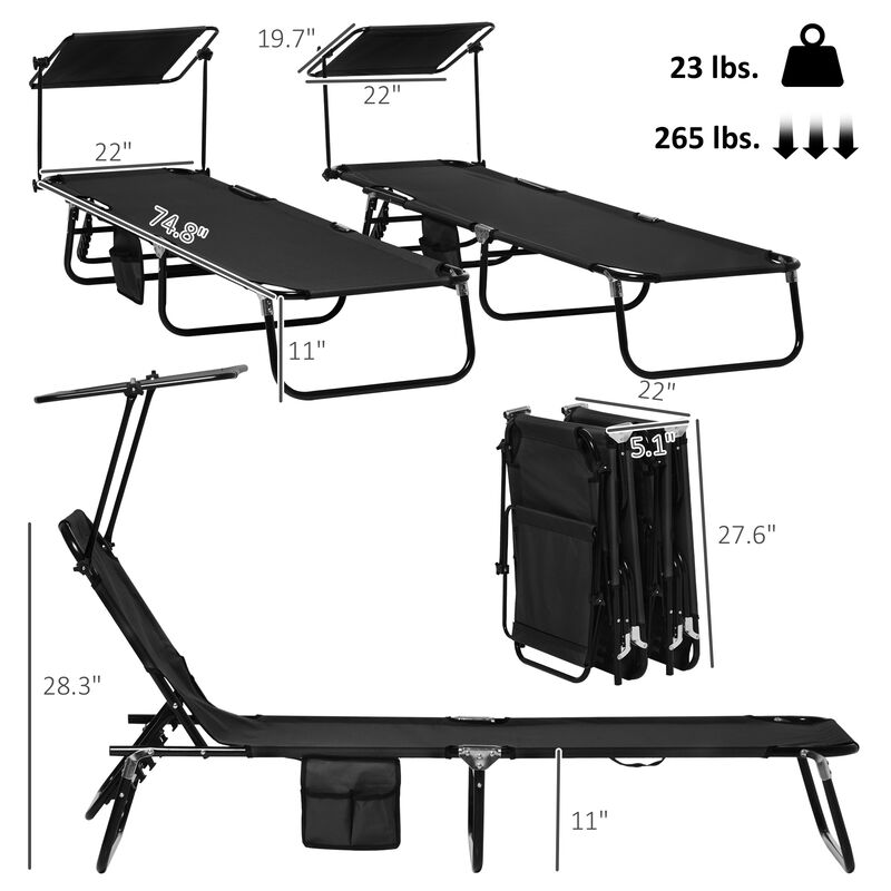 Hivvago 2-Piece Poolside Chaise Lounge Set with Sunshade image number 2