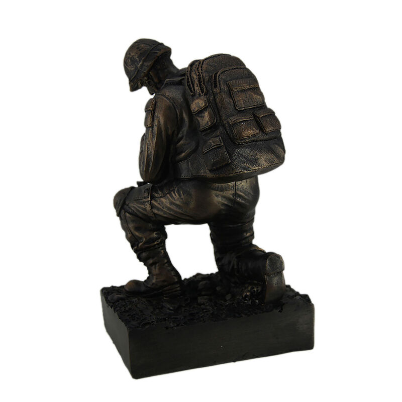 Silent Salute Kneeling Military Soldier with Rifle In Ground Statue image number 2