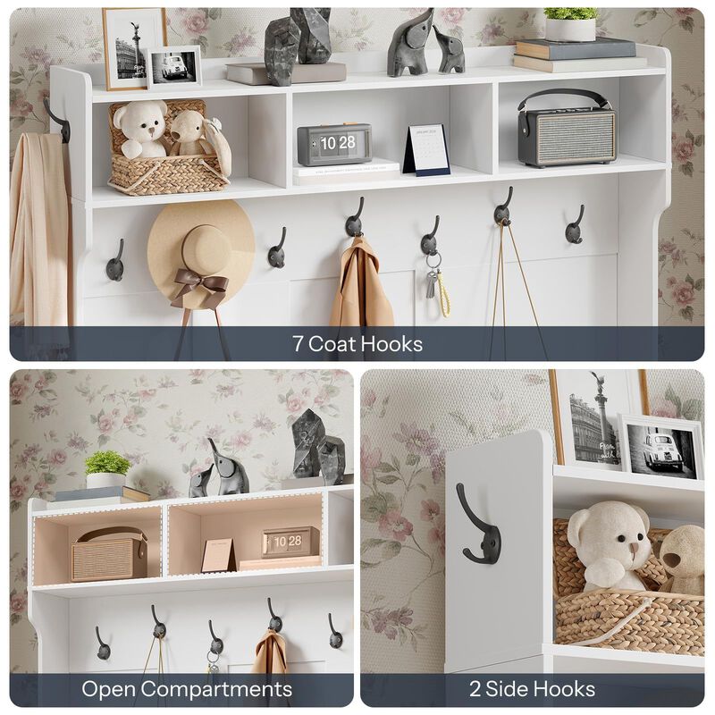 Entryway Hall Tree with Bench, Coat Rack and Shoe Cabinet Storage Organizer image number 4