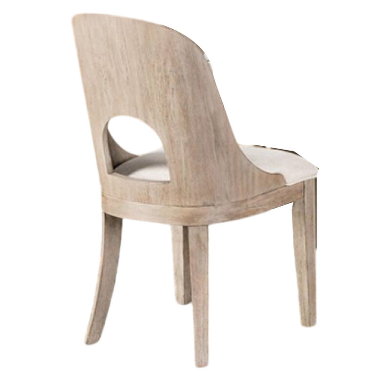 Zoko 5pc Round Dining Table Set, Polyester Chairs, White, Solid Wood - Benzara