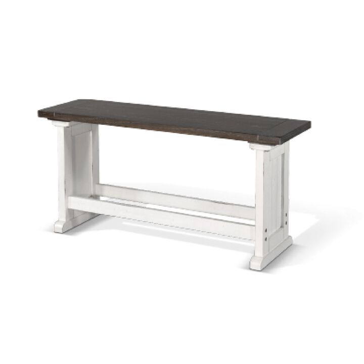 Orso Counter Height Dining Bench, Farmhouse Off White, Brown, 48 Inch