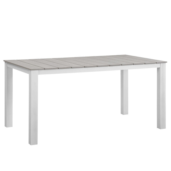 Modway - Maine 63" Outdoor Patio Dining Table White Light Gray