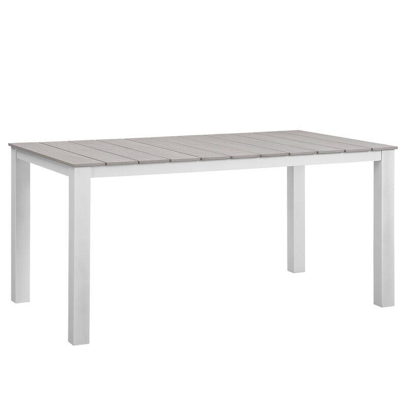 Modway - Maine 63" Outdoor Patio Dining Table White Light Gray image number 0