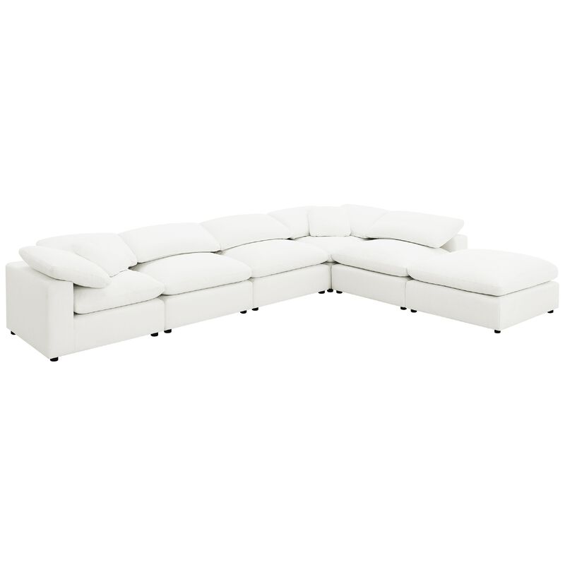 Allias 6pc Modular Sectional Sofa, Ivory White Boucle, 2 Pillows image number 1