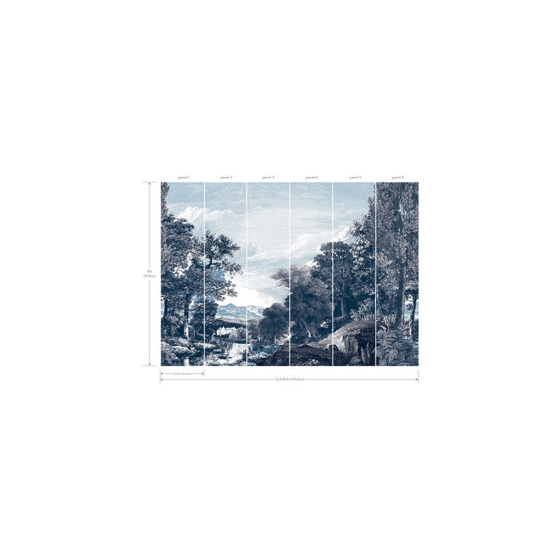 Provincial Scenic Navy Wall Mural (Set of 2) image number 2