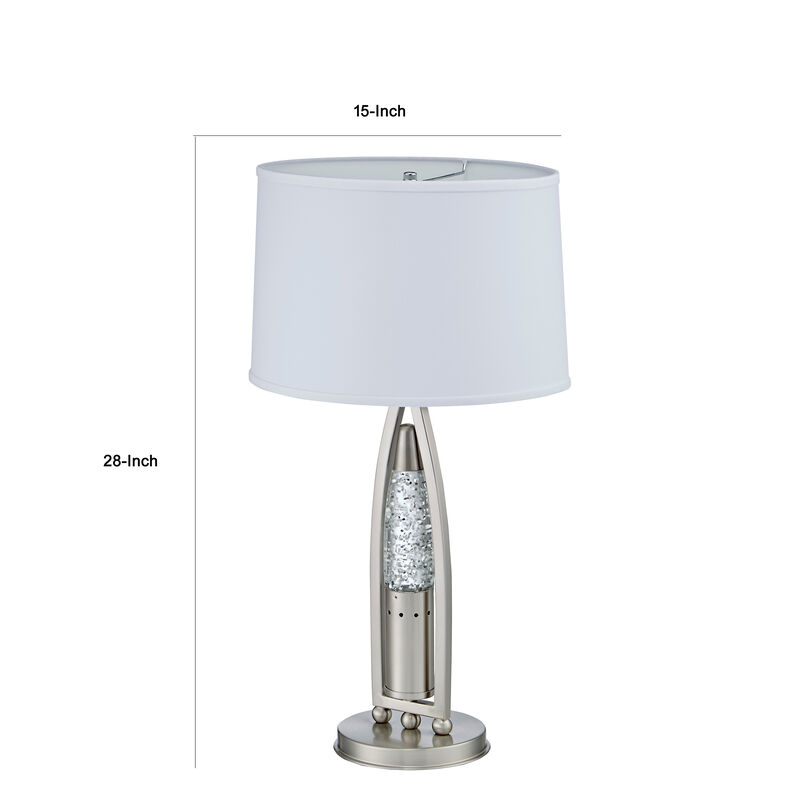 Danie Table Lamp, 4 Way Switch, Clear Glass Tube, Silver Metal 28 Inch