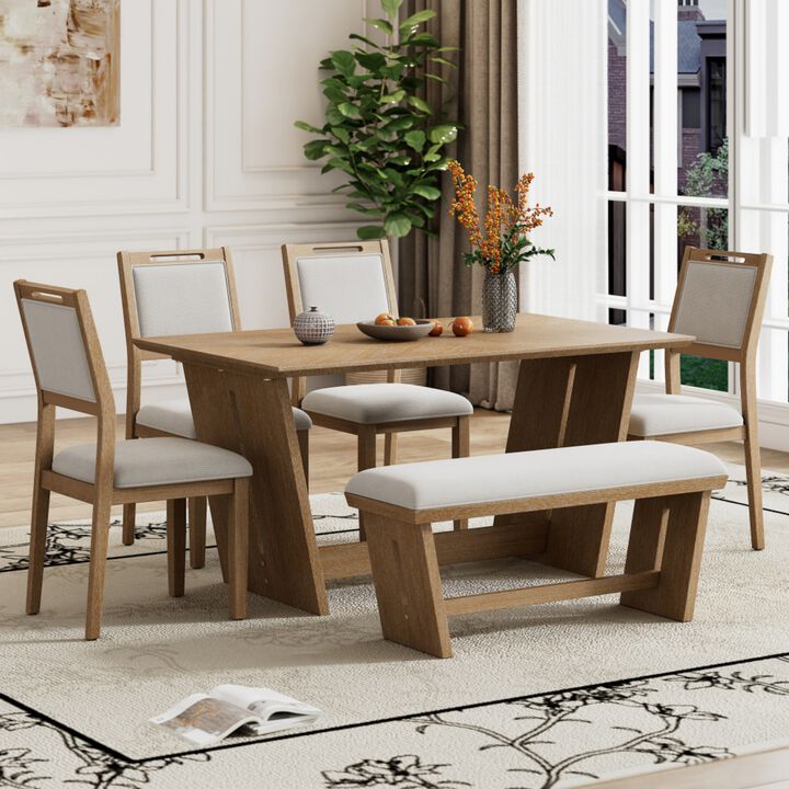 Jazik Vintage Rustic Rectangular Dining Set