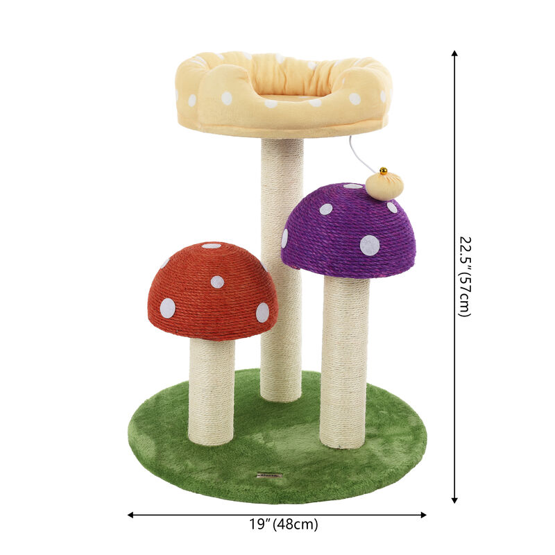 Pixie 3-Tier Cottage Sisal Mushroom Cat Tree with Scratching Posts