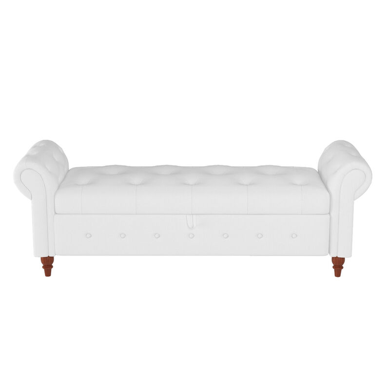 Streamdale 63'' Bed Bench Cream White Fabric image number 3