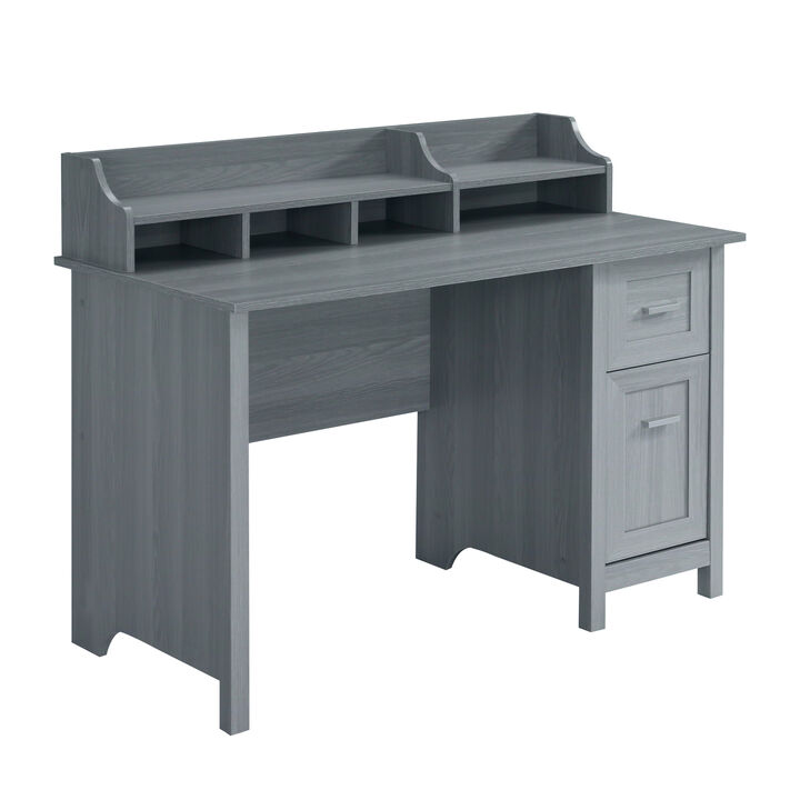 Classic Office Desk with Storage, Grey