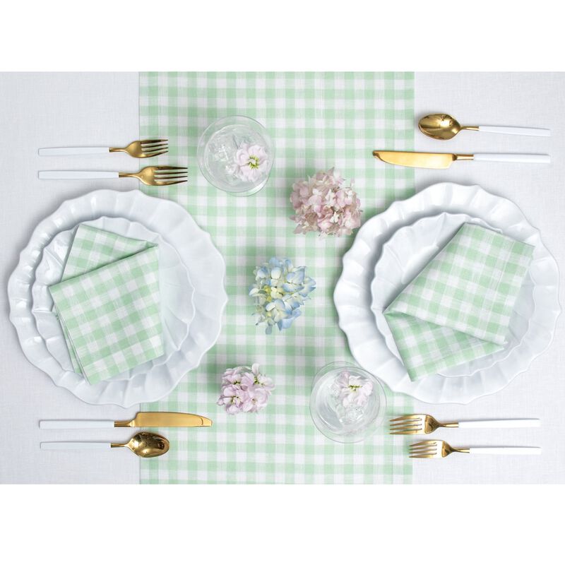 Solino Home 100% Pure Linen Table Runner - Gingham Check